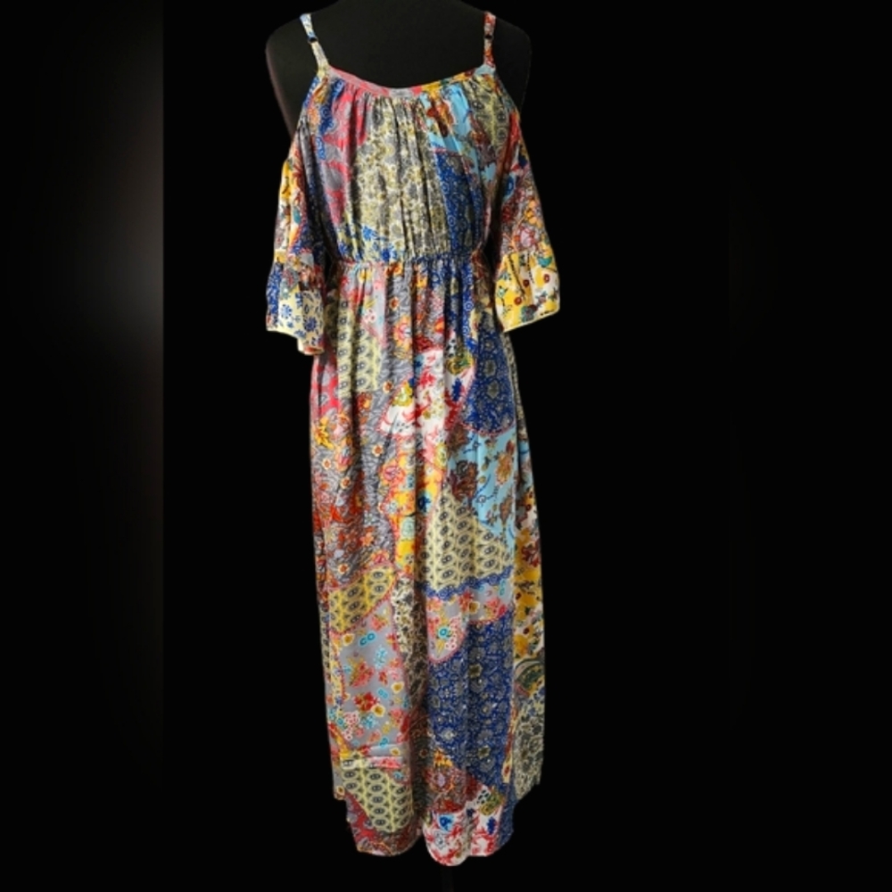 Boho Print Patchwork ,Off Shoulder, Adjustable St… - image 1